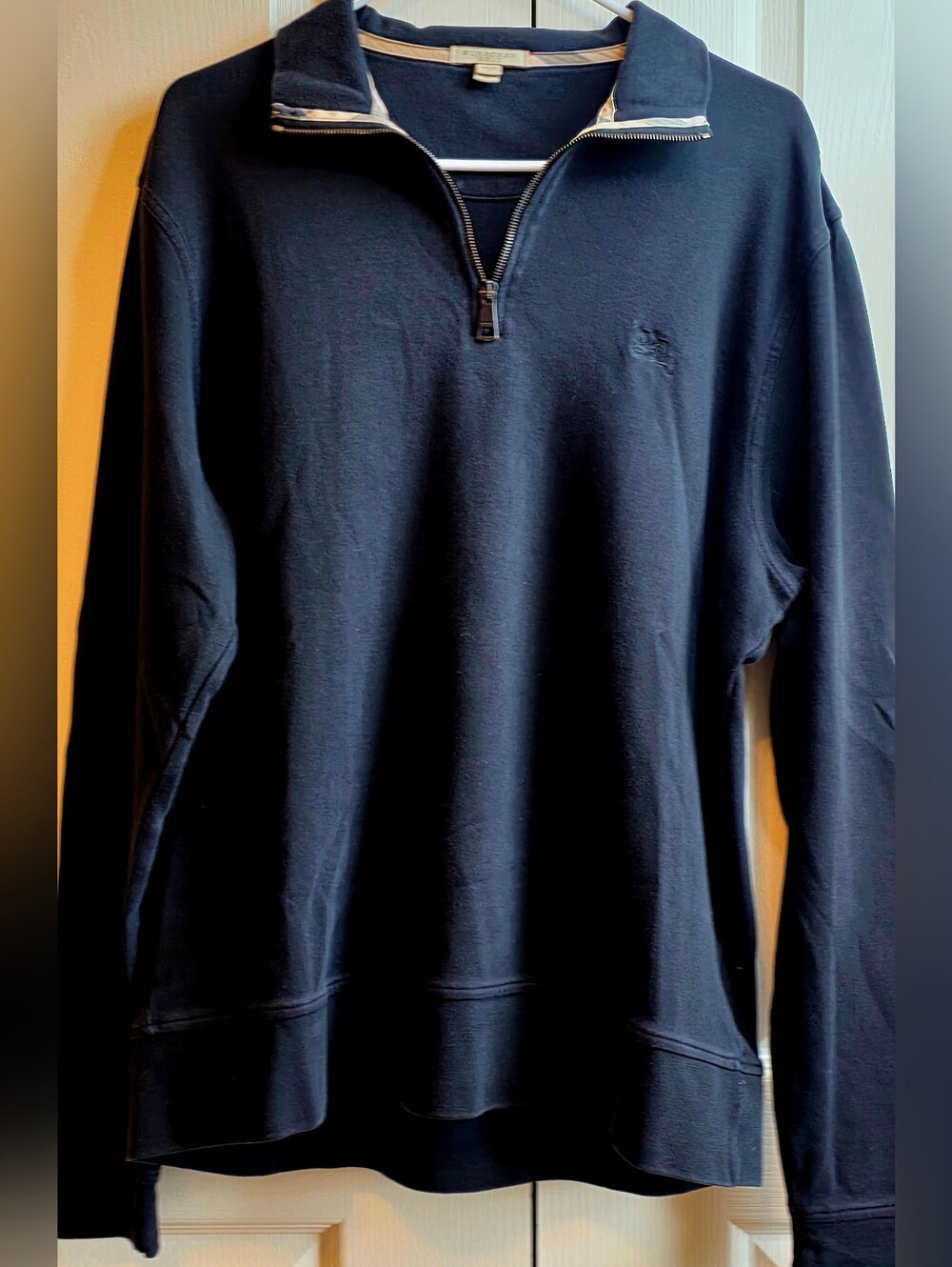 Burberry Men's XL Quarter-Zip Sweater Pullover - Black